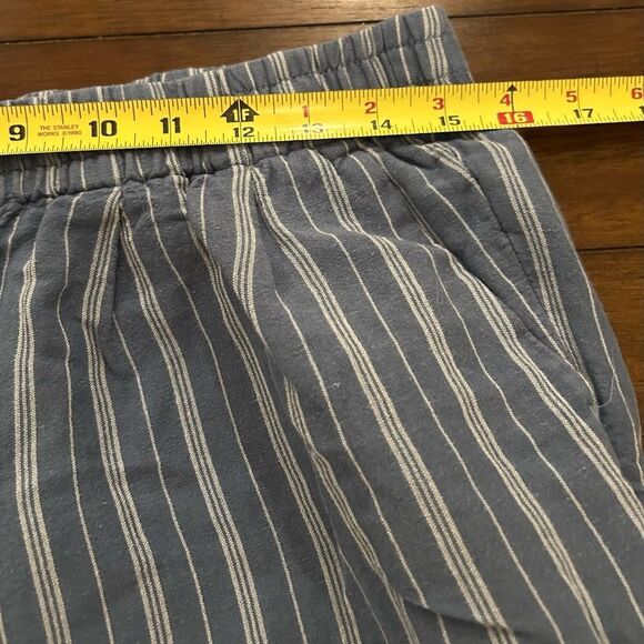 Madewell Blue Linen-Blend Track Trousers in Stripe Size Medium style MD211 - Picture 8 of 14